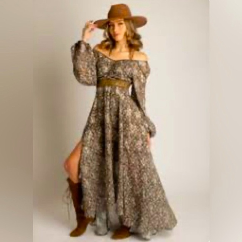 JOYFOLIE Women’s Mia Joy Isabella Dress In Olive Floral boho small nwt